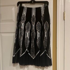 Chic Black and Silver Women's A-Line Skirt